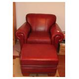 LEATHER CHAIR AND OTTOMAN