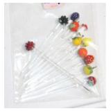 (11) FRUIT MOTIF GLASS TOOTHPICKS