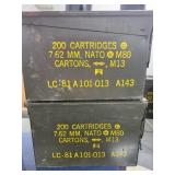 (2) 7.62MM NATO ARMY AMMO CANS - EMPTY - SMALL
