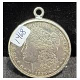 1885 MORGAN SILVER DOLLAR W/ NECKLACE BEZEL