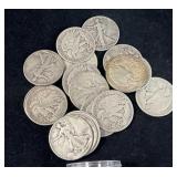 20 WALKING LIBERTY SILVER HALF DOLLARS