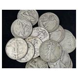 20 WALKING LIBERTY SILVER HALF DOLLARS