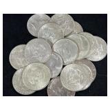 (20) 1964 90% SILVER KENNEDY HALF DOLLARS