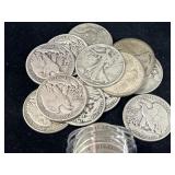 20 WALKING LIBERTY SILVER HALF DOLLARS