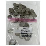 100 ASSORTED SILVER HALF DOLLARS