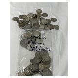 106 ASSORTED SILVER HALF DOLLARS