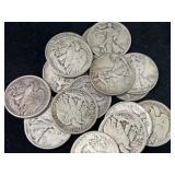 20 WALKING LIBERTY SILVER HALF DOLLARS