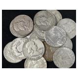 20 FRANKLIN SILVER HALF DOLLARS