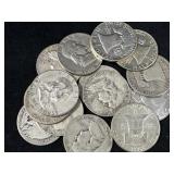 20 FRANKLIN SILVER HALF DOLLARS