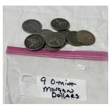 (9) NEW ORLEANS MINT MORGAN SILVER DOLLARS -