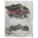 100 FRANKLIN SILVER HALF DOLLARS