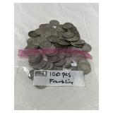 100 FRANKLIN SILVER HALF DOLLARS