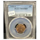 1955-S LINCOLN CENT - PCGS MS 65 RD