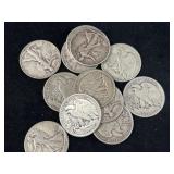 20 WALKING LIBERTY SILVER HALF DOLLARS
