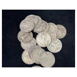 20 WALKING LIBERTY SILVER HALF DOLLARS