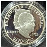 1990 EISENHOWER CENTENNIAL PROOF SILVER DOLLAR-
