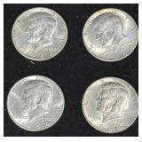(4) 1964 90% SILVER KENNEDY HALF-DOLLARS
