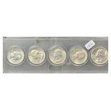(5) 1960 - 1964 SILVER WASHINGTON QUARTER SET