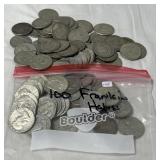 100 FRANKLIN SILVER HALF DOLLARS