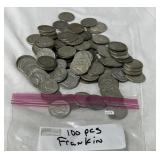 100 FRANKLIN SILVER HALF DOLLARS