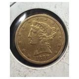 1888 LIBERTY HEAD $5 GOLD COIN -