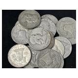20 FRANKLIN SILVER HALF DOLLARS
