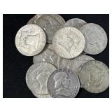 20 FRANKLIN SILVER HALF DOLLARS