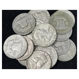 20 FRANKLIN SILVER HALF DOLLARS