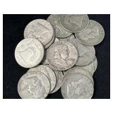 20 FRANKLIN SILVER HALF DOLLARS