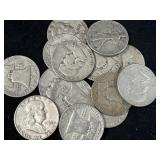 20 FRANKLIN SILVER HALF DOLLARS