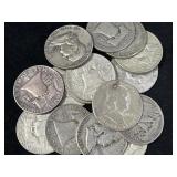 20 FRANKLIN SILVER HALF DOLLARS