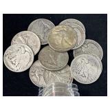 20 WALKING LIBERTY SILVER HALF DOLLARS