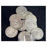 20 WALKING LIBERTY SILVER HALF DOLLARS