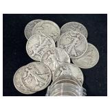 20 WALKING LIBERTY SILVER HALF DOLLARS
