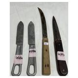 (4) KNIVES - (2) ARE MILITARY MESS KIT KNIVES