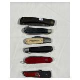 6 ASSORTED FOLDING POCKET KNIVES