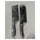 (2) NEW CLEAVERS - DAMASCUS BLADE AND FILE BLADE