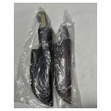 (2) NEW FIXED BLADE KNIVES WITH LEATHER SHEATHS -