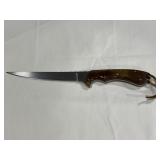 JERNIGAN WIM 14 FIXED BLADE KNIFE - BROWN WOOD