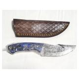 8' GUT HOOK DAMASCUS STYLE FIXED BLADE KNIFE