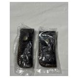 (2) NEW FOLDING POCKET KNIVES WITH LEATHER