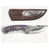 8' GUT HOOK DAMASCUS STYLE FIXED BLADE KNIFE -