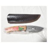 8' FIXED BLADE KNIFE - DAMASCUS STYLE BLADE -