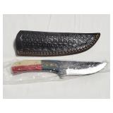 8' FIXED BLADE FILE BLADE KNIFE W/ LEATHER SHEATH