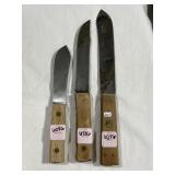 (3) VTG BUTCHER KNIVES - RUSSELL GREEN RIVER