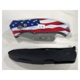 AMERICAN FLAG FOLDING UTILITY KNIFE & A BLACK