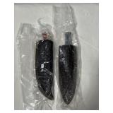 (2) NEW FIXED BLADE KNIVES WITH LEATHER SHEATHS -