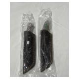(2) NEW FIXED BLADE KNIVES WITH LEATHER SHEATHS -