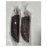 (2) NEW FIXED BLADE KNIVES WITH LEATHER SHEATHS -
