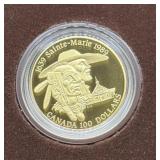 1989 CANADA $100 PROOF GOLD COIN - "SAINTE-MARIE"